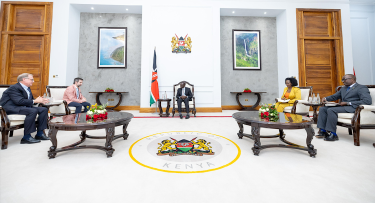 President William Ruto in a meeting with Minister of Environment and Climate Change of Canada Steven Guilbeault at State House, Nairobi, February 29, 2024.