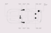 A map of the Mustang's impressive B&O sound system. 