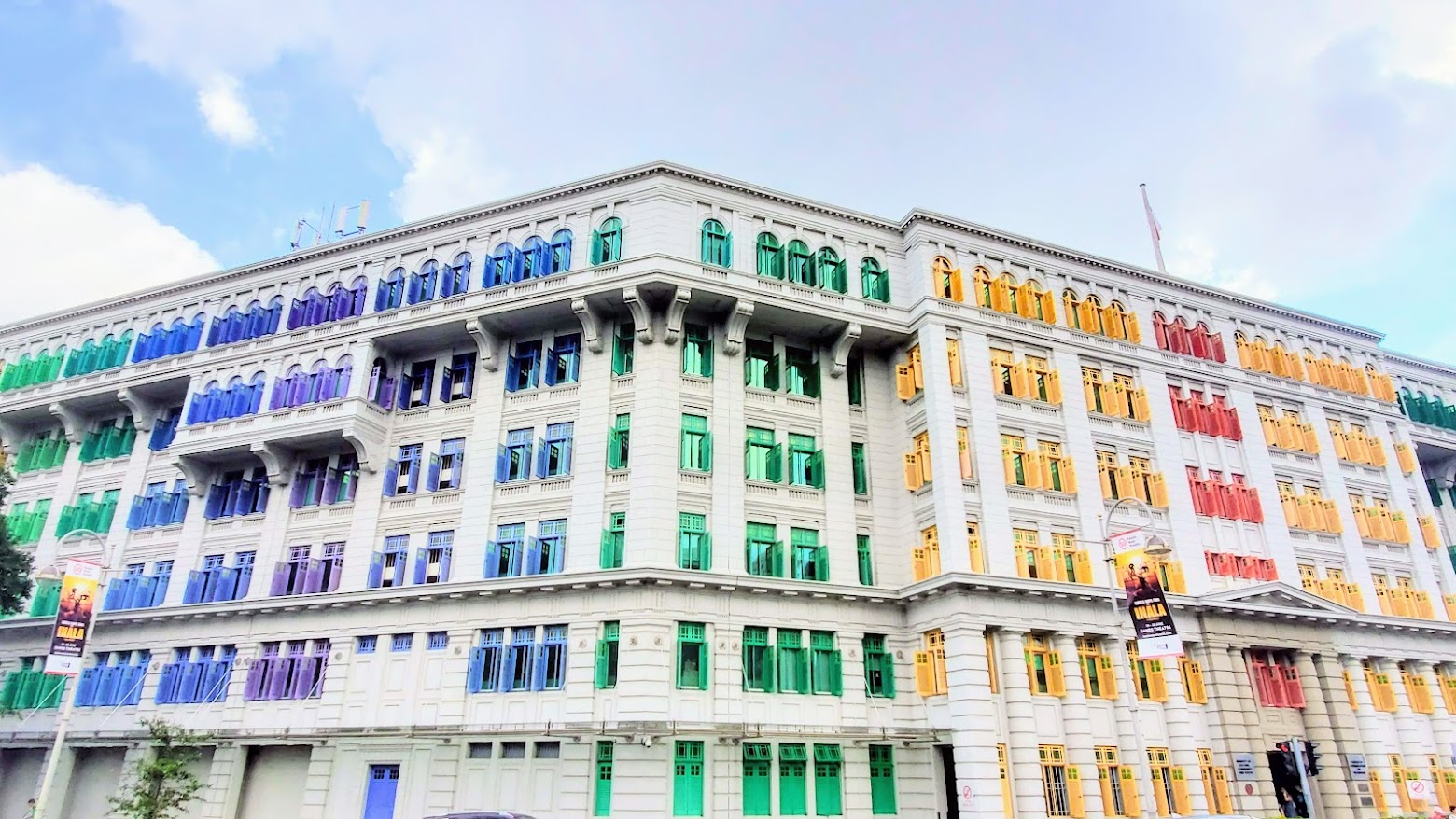 Old Hill Street Police Station, the building with the colorful rainbow windows