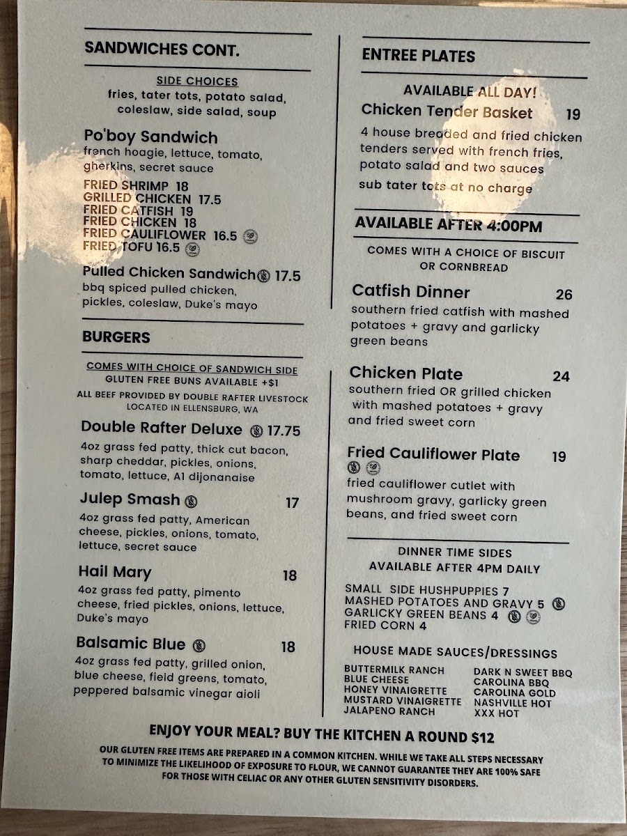 Menu back from March 2023