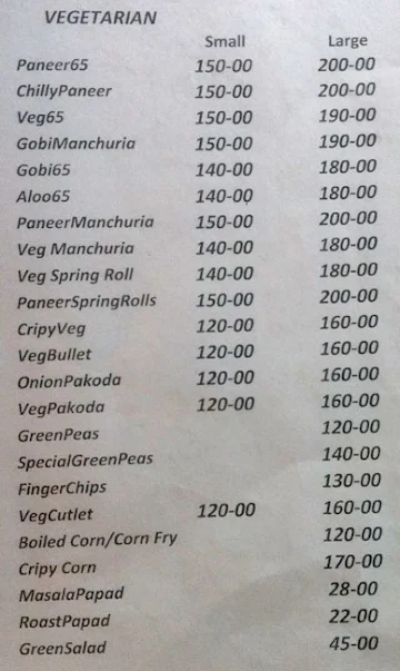 Bombay Bar & Cafe menu 