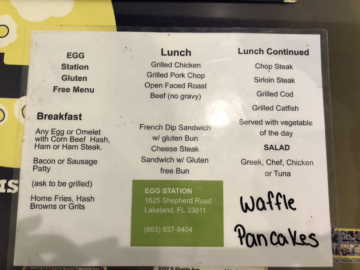 Egg Station gluten-free menu