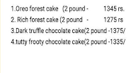 Cake Calories menu 3