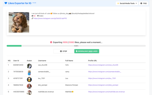 Likes CSV Downloader for IG