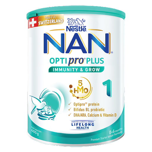 Sữa bột Nestlé NAN OPTIPRO PLUS 1 400g/lon với 5HMO Sản Xuất tại Thụy Sĩ