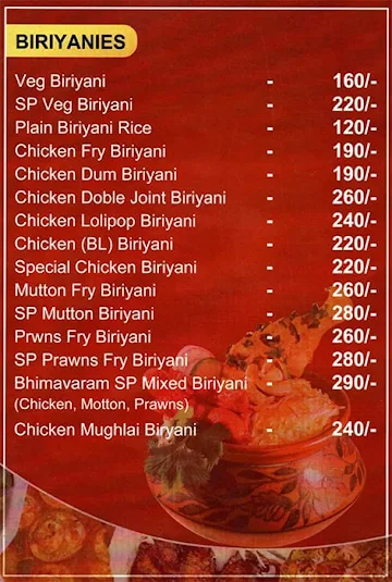 Bimavaram Vari Godavari Ruchulu menu 