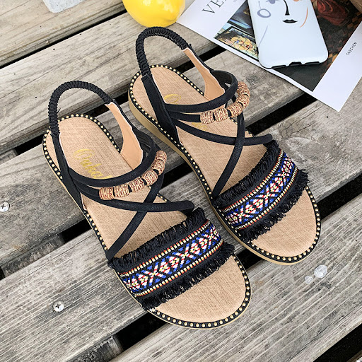 Title 2, Womens Flat Sandals, All-match One-word Buckle...