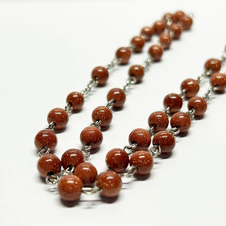 Collar de suéter con cinco segmentos de arenisca antirust, joyería elegante para mujeres, resistente al óxido, diseño único.