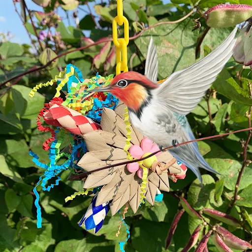 Parrot Hanging Chewing Toys With Natural Palm Leaf Rattan Ball Shred Foraging Toy For Small Medium Parrot Birds