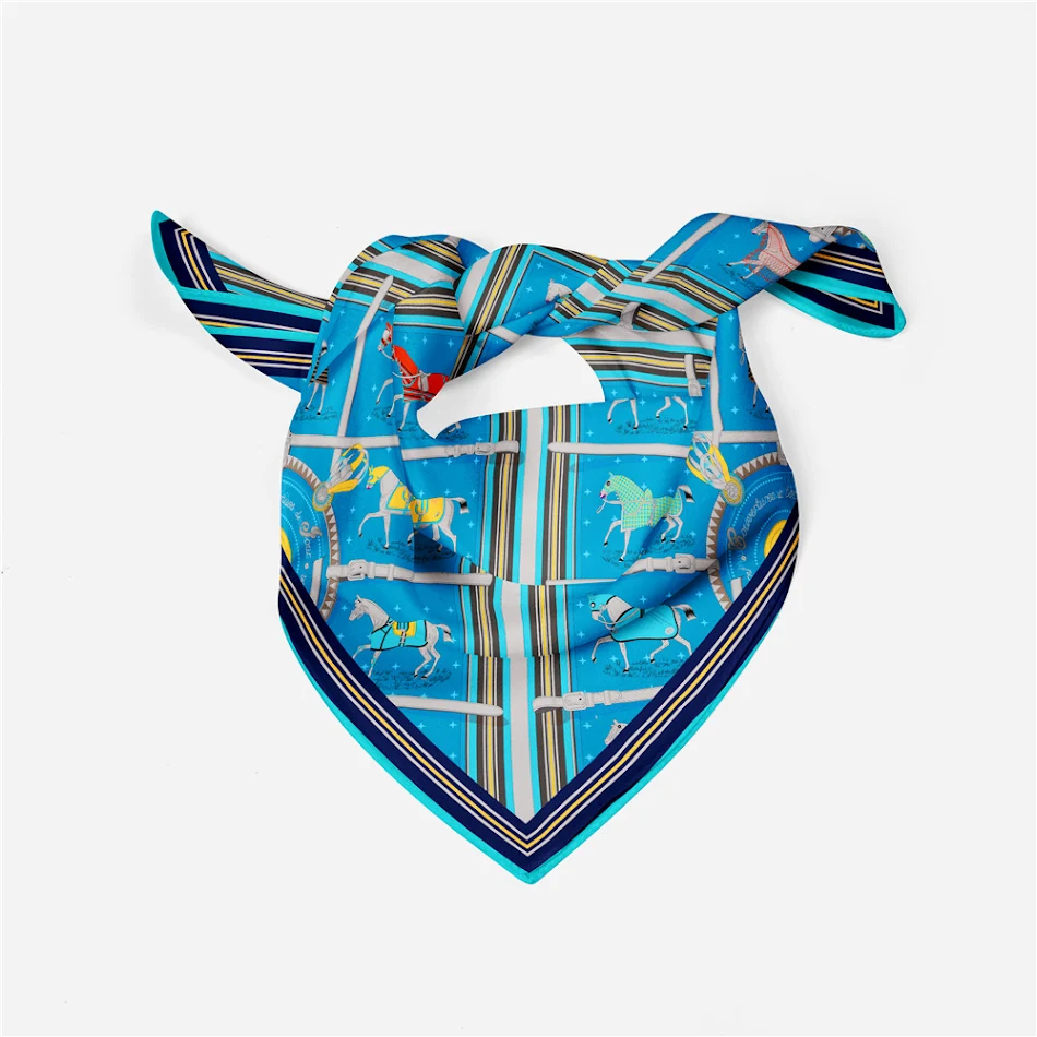 Sciarpa di seta piccola sciarpa da donna con decorazione scozzese per cavallo da guerra scozzese piccolo da 53 cm per tutte le stagioni