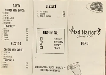 Mad Hatter's menu 