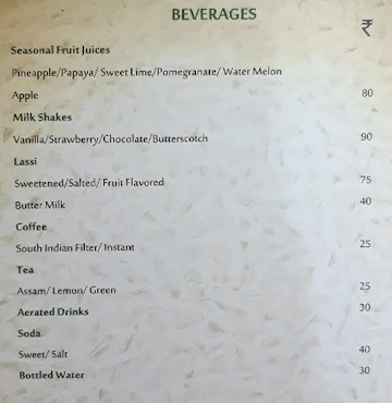 Royal South Restaurant menu 