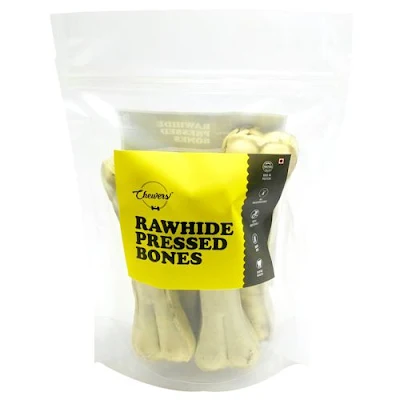 Chewers Dog Treat - Rawhide Pressed Bones, 3 Inches - 240 g