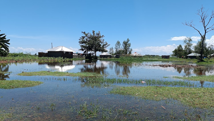 Houses are flooded in Karachuonyo after heavy rains in Homa Bay on April 11,2024