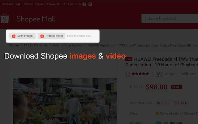 Shopee Save - Download Product Images & Video chrome extension