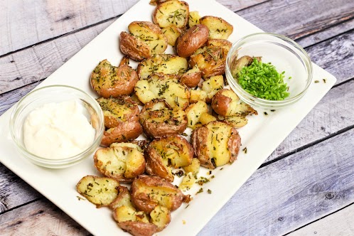 Smashed Roasted Herb Potatoes-Annette's