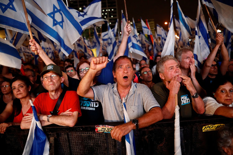 People take part in a demonstration against Israeli Prime Minister Benjamin Netanyahu. Picture: CORINNA KERN