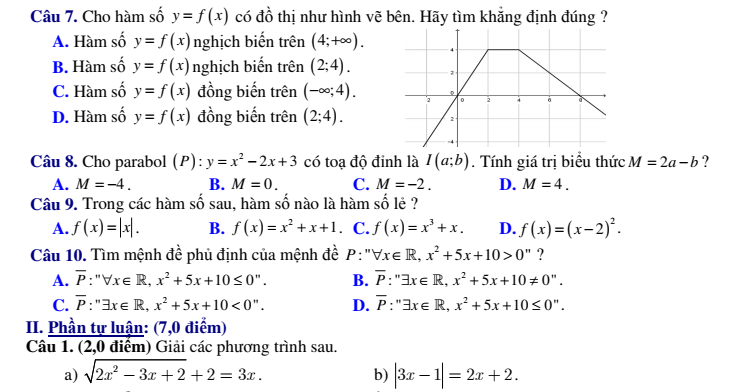 Đề cương ôn tập học kỳ 1 lớp 10 năm 2017 2018 môn Toán dayhoctoan.vn