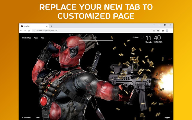 Deadpool Wallpaper Custom New Tab chrome extension