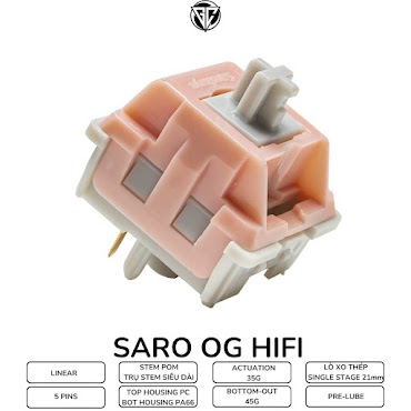 Sarokeys Saro Og Hifi - Switch Saro Og Hifi Linear Prelube Mượt Dùng Cho Bàn Phím Cơ