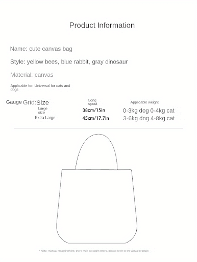 Title 1, Little Bee Design Cat Dog Carrier Bags Portable...