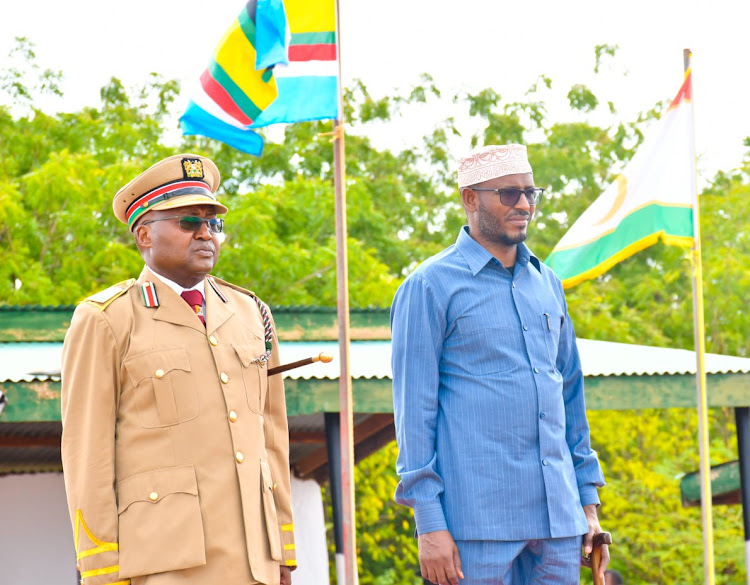 Wajir Governor Ahmed Abdullahi and county commissioner Karuku Ngumo in Eldas subcounty.