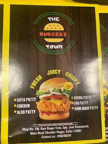 The Burgerz Town menu 