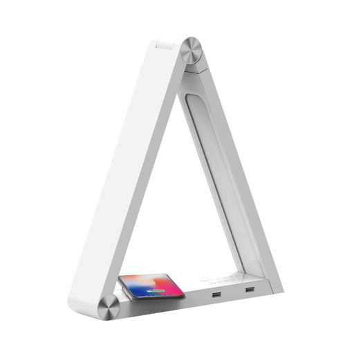 Title 5, LED Triangle Table Lamp Wireless Charging Recha...