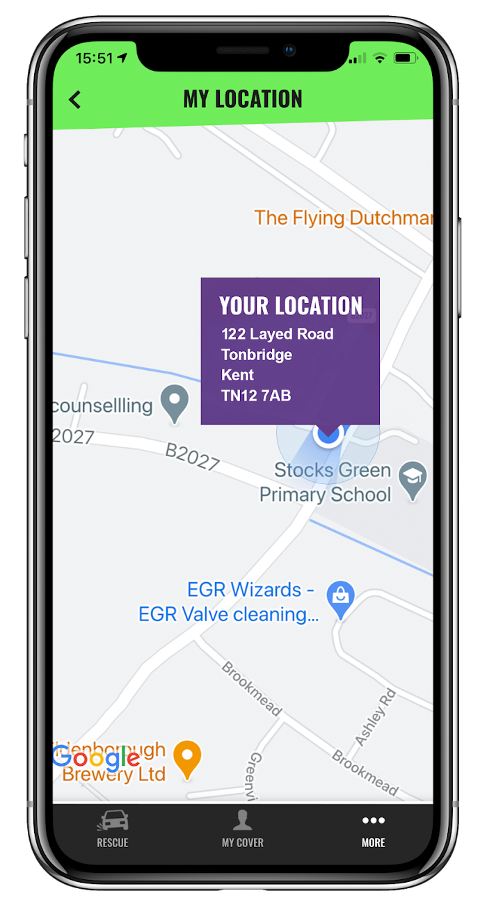 Green Flag helps its customers easily identify their location within the app