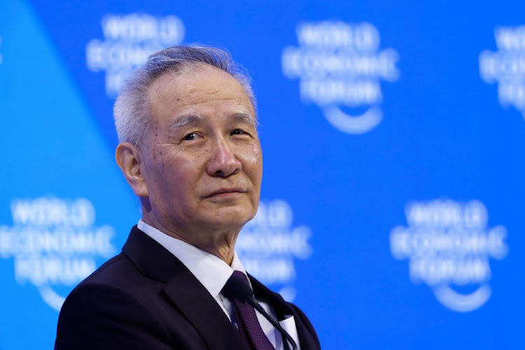 Liu He, China's vice-premier, on the opening day of the World Economic Forum (WEF) in Davos, Switzerland, on January 17 2023. Picture: STEFAN WERMUTH/GETTY IMAGES