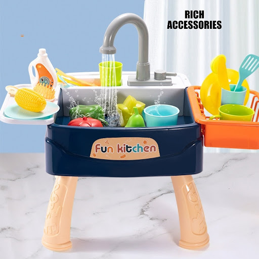 Title 9, Kids Kitchen Dishwasher Simulation Sink with F...