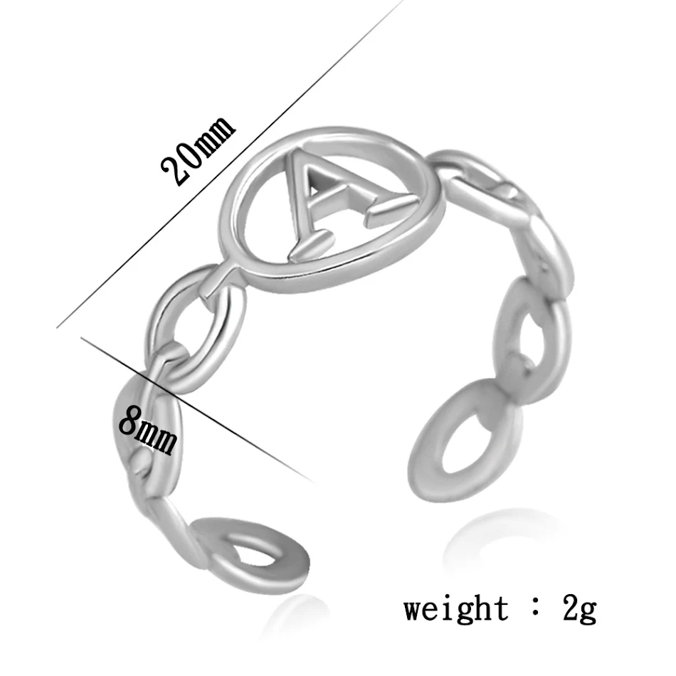 RVS Armband met 26 Engelse letters Ring Vrouw Verstelbaar Elegant Sieraad Perfect cadeau voor haar Modieus