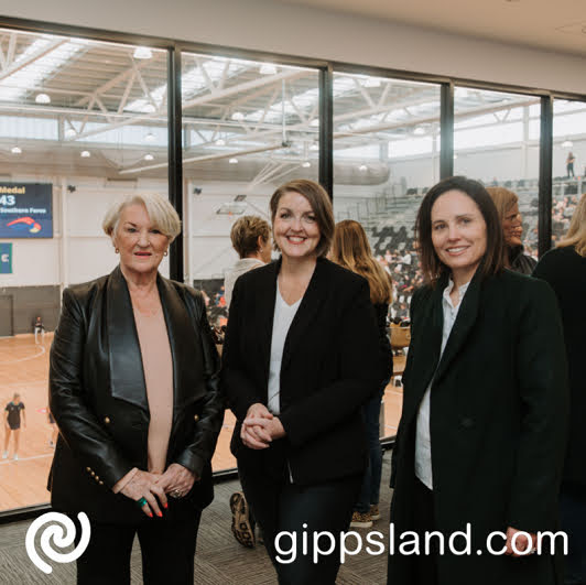 Norma Plummer OAM, Mayor Cr Kellie OCallaghan and Netball Australia CEO Kelly Ryan