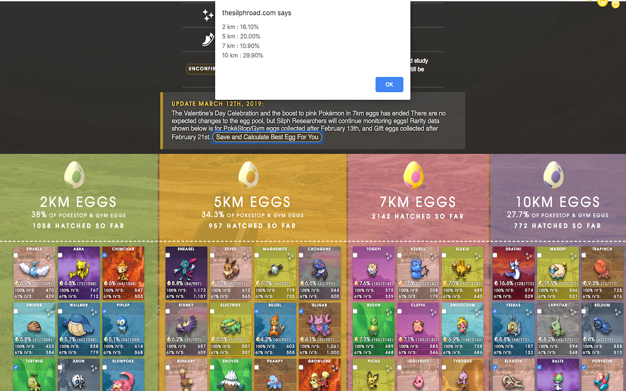 PokemonGo Egg Probability Preview image 0