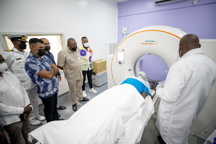 President Uhuru Kenyatta when he unveiled a state-of-the-art regional cancer centre at the Coast General Teaching and Referral Hospital in Mombasa.