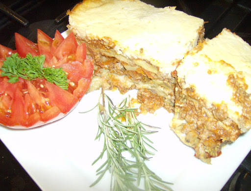 Lady Rose's Southern Style Moussaka ready to serve for dinner.