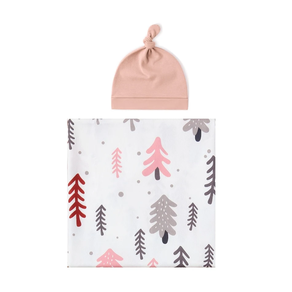 Newborn baby wraparound cloth with printed rabbit ears headband, European and American style, perfect for baby photoshoo