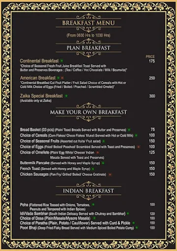 Zaika menu 