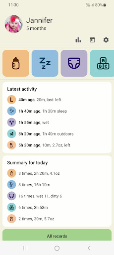 Screenshot Baby tracker - feeding, sleep