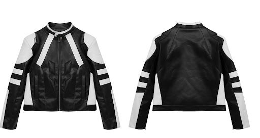 Title 8, Color Contrast Patchwork Short Leather Jacket C...