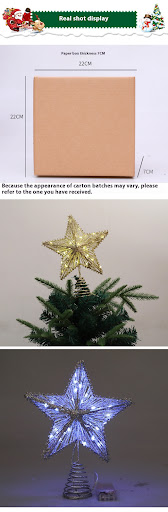 Title 6, Linear Iron Christmas Tree Top Star Five-pointe...