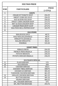 Sulthan's Biriyani menu 2