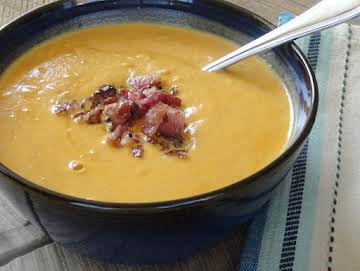 Halloween  Pumpkin Soup With Smoked Bacon