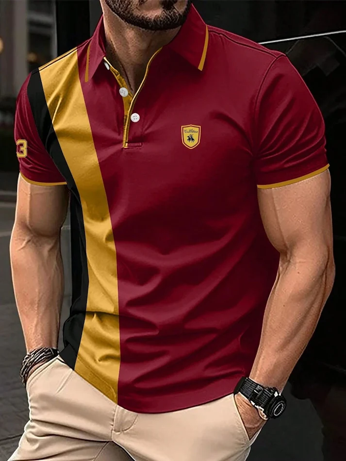 Men's 3D Printing Digital Printed Polo Shirt Short Sleeve Breathable and Comfortable Perfect for Summer Casual Wear Styl