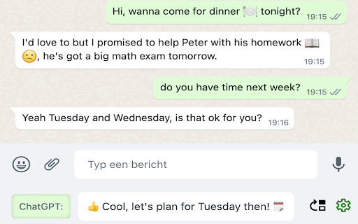 ChatGPT answers for WhatsApp™ web
