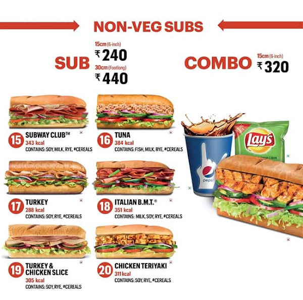 Subway menu 