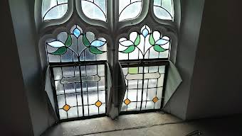 Stone masonry - stain glass windows. album cover