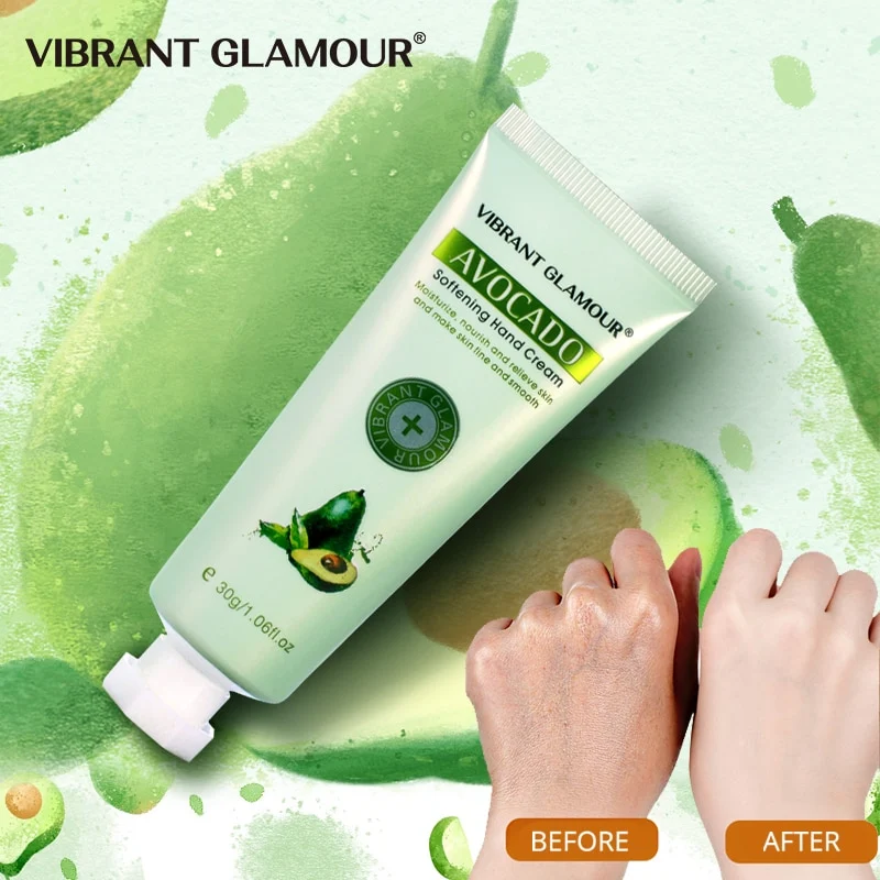 Crème pour les mains VIBRANT à l'avocat Hydratation intense Peau douce et nourrie Protège et répare les mains sèches et abîmées Absorption rapide