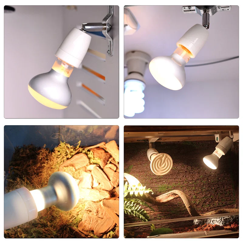 Suporte cerâmico para lâmpada de calor E27 até 400W UVA UVB para répteis. Essencial para aquecimento e saúde do seu animal.