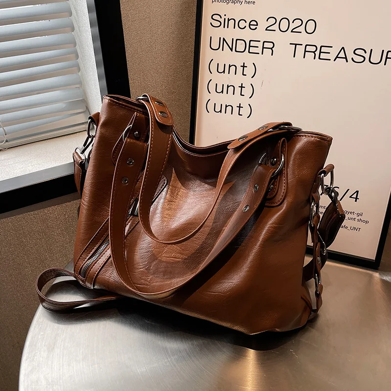 Koreaanse Retro Schoudertas met Textuur voor Dames, Vintage Stijl en Elegantie, Perfect voor Dagelijks Gebruik, Modieus Design en Hoogwaardige Kwaliteit.